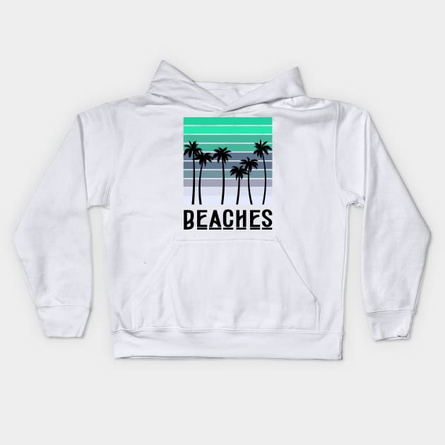 minimalistic blue summer palm tree beach Kids Hoodie by grafitytees